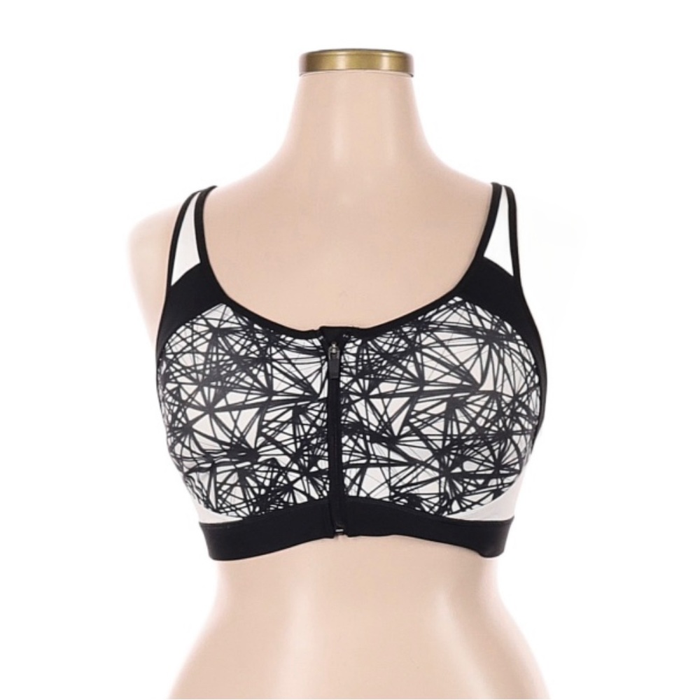 C9 by Champion White and Black Front Zipper Sports Bra
